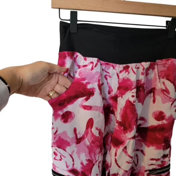 Womens Zumba Cargo Pink Black White Workout Pants XL - Picture 5 of 8